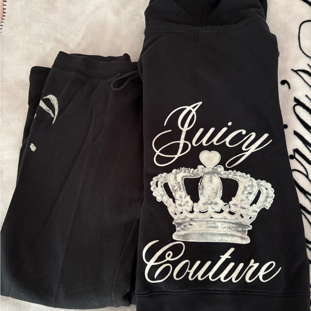 Vintage Juicy Couture Black Hoodie and Sweatpants Set